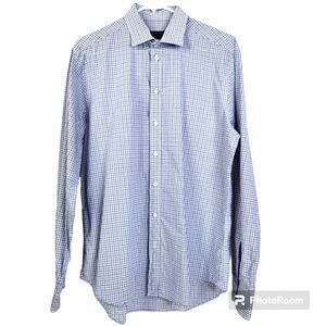 Rag & Bone Mens Gingham Plaid Print Long Sleeve Button Down Size 16